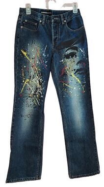 Express Jeans Womans Paint Splatter Face Size 5/6